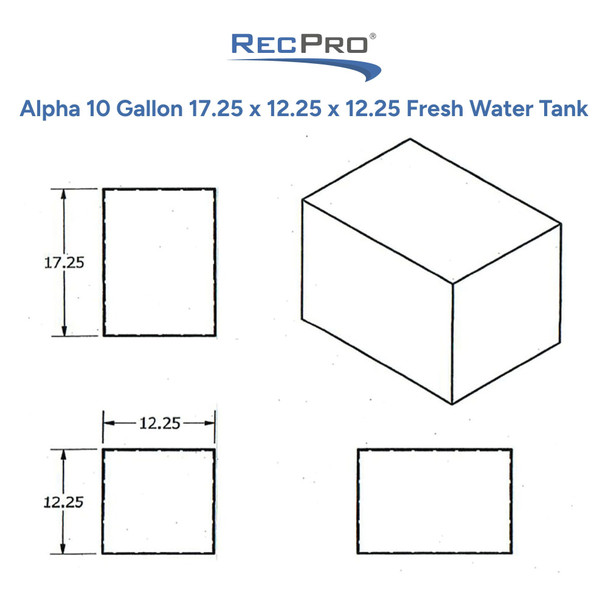 Alpha 10 Gallon 17.25 x 12.25 x 12.25 Fresh Water Tank