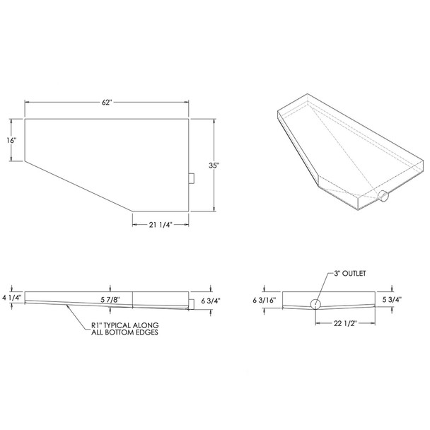 38 Gallon RV Holding Tank 62 x 35 x 6 3/4 Elkhart Plastics EPI 4306