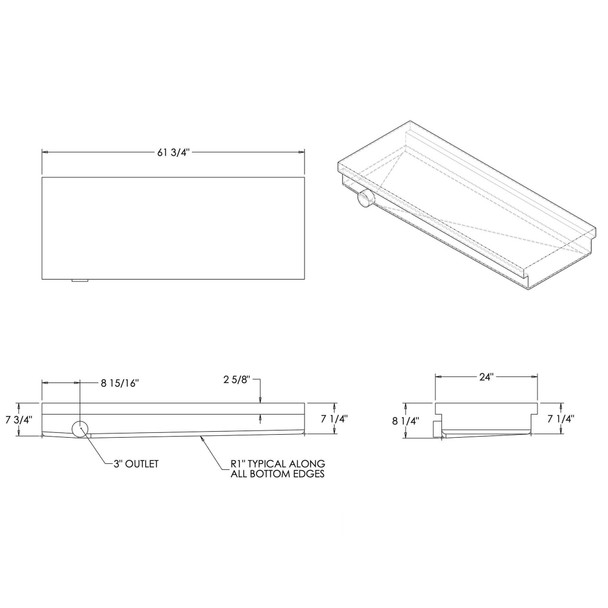 41 Gallon RV Holding Tank 61 3/4 x 24 x 8 1/4 Elkhart Plastics EPI 3021