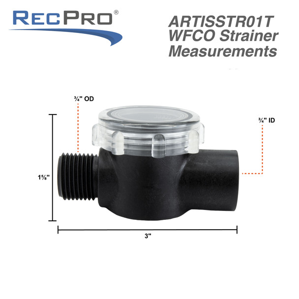 WFCO Artis RV Water Pump Filter Strainer RecPro