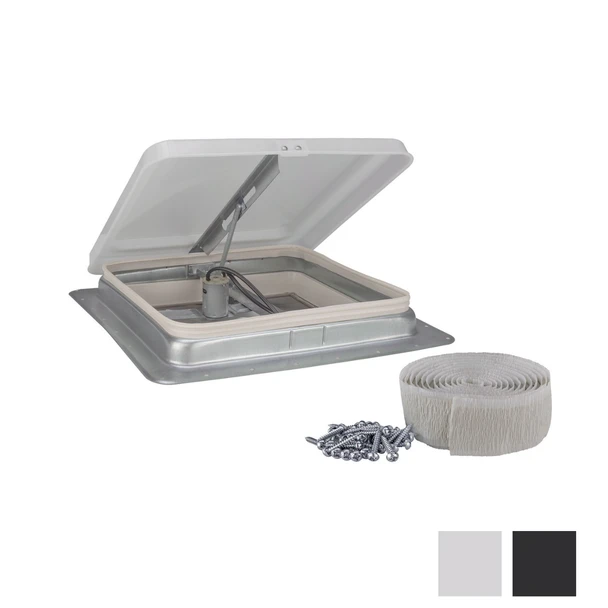 HENG'S 14" RV Roof Vent Kit w/ Butyl Tape w/12 Volt Fan White