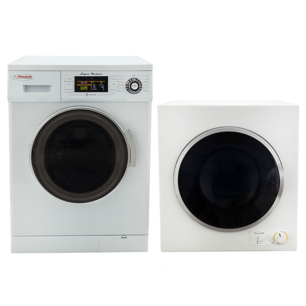 White washer and dryer next to each other.