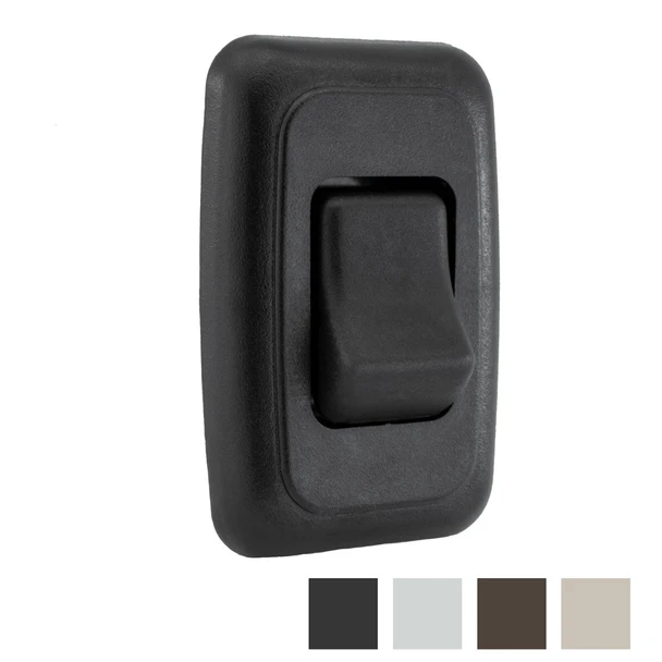 Black RV 1 gang SPST switch.