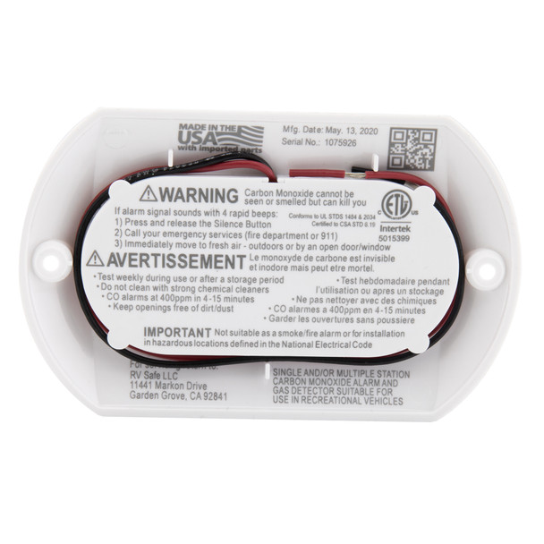 RV LP Propane Gas Detector with CO Carbon Monoxide Alarm RecPro