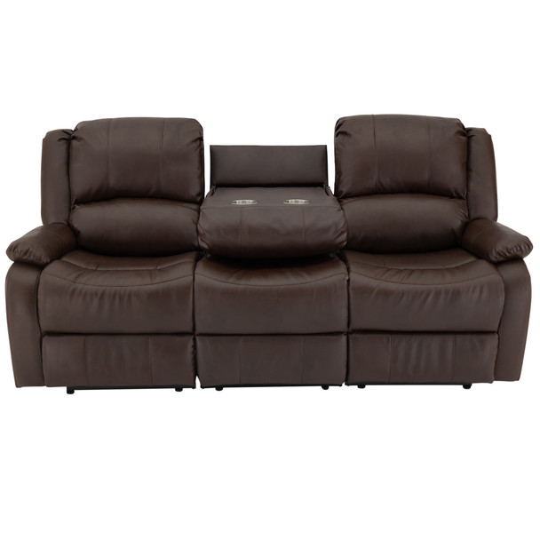 RecPro Charles 80" Triple RV Wall Hugger Recliner Sofa with Drop Down Console
