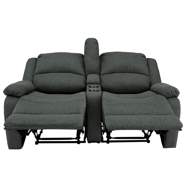 RecPro Charles 64" Double RV Wall Hugger Recliner Sofa with Console in