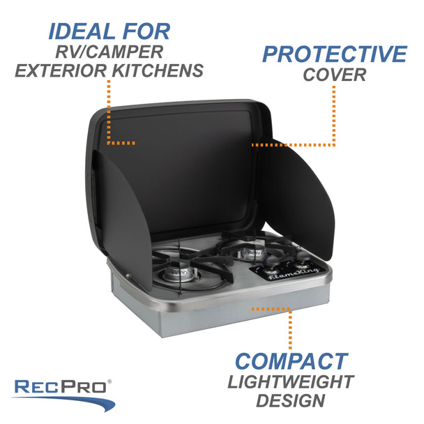 Ideal for RV and camper exterior kitchens. Protective cover. Compact lightweight design.