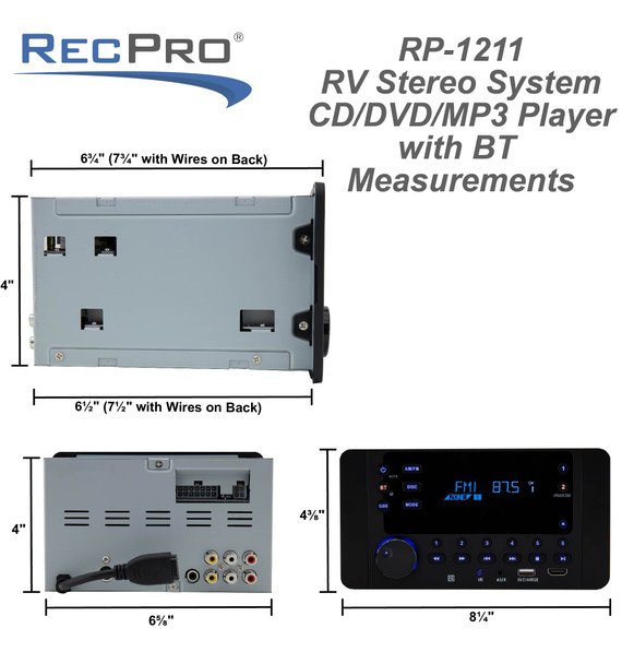 iRV 62 RV Stereo System CD/DVD/MP3 Player with Bluetooth RecPro