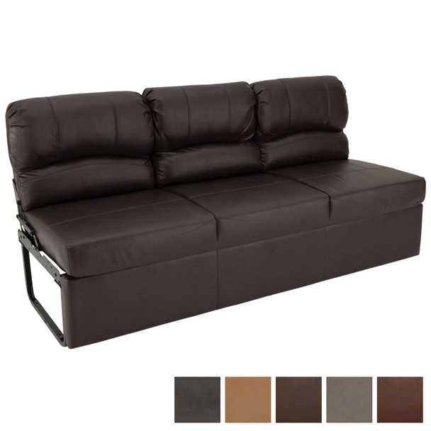 RecPro Charles 72" RV Jackknife Sleeper Sofa with Drop-Down Cupholders