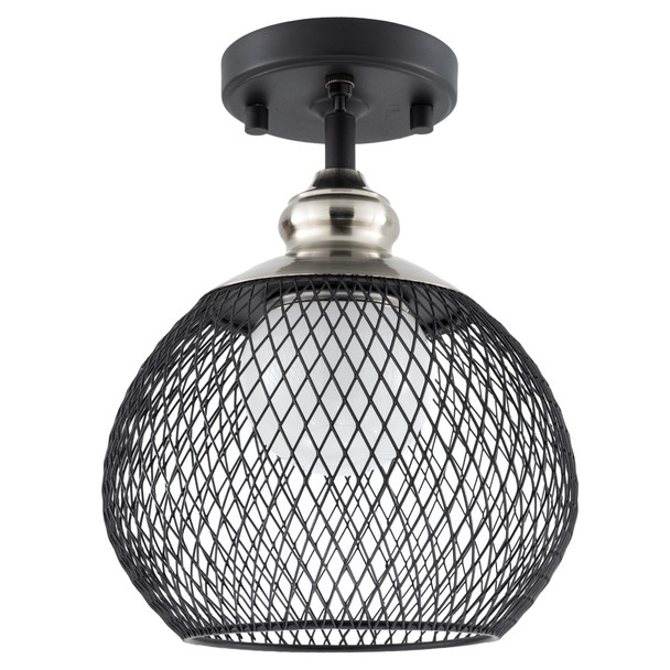 RV 12V Ceiling Semi-Flush Mounted Sphere Light with Matte Black Finish