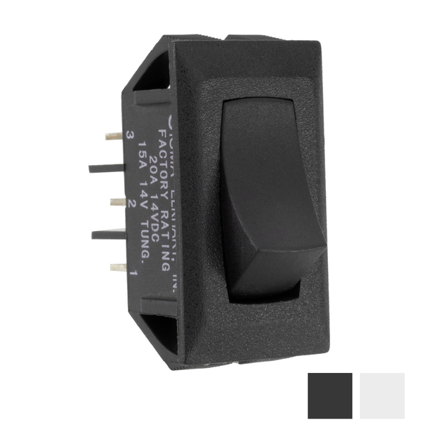 Black RV single pole double throw switch.