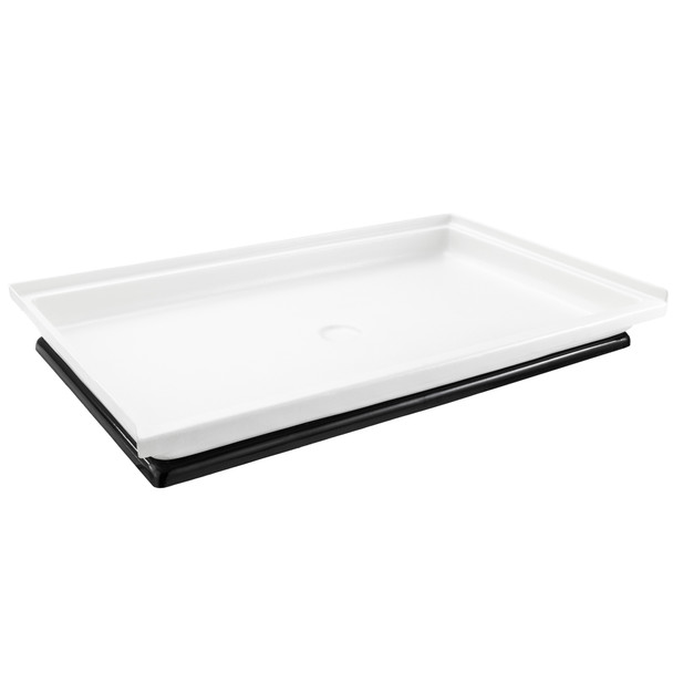 White RV shower pan with a black plastic base.