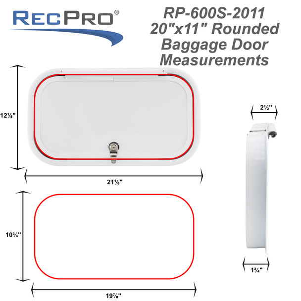 RV Baggage Door and Compartment Storage 20"w x 11"H RecPro