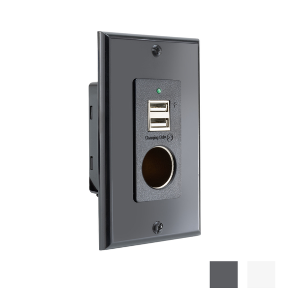 RV Wall Mount Dual USB-A Charger and 12V power outlet Wall Plate