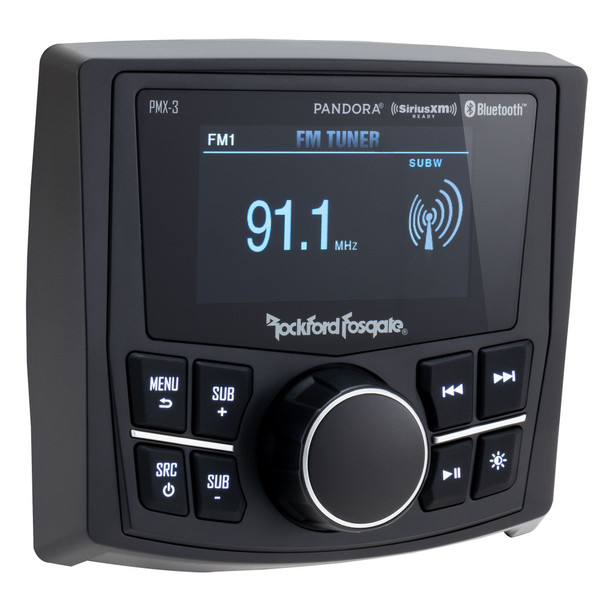 Rockford Fosgate PMX-3 Marine Radio 2.7" Waterproof Stereo Receiver Gauge Style with Bluetooth, USB, and Rear Camera Input