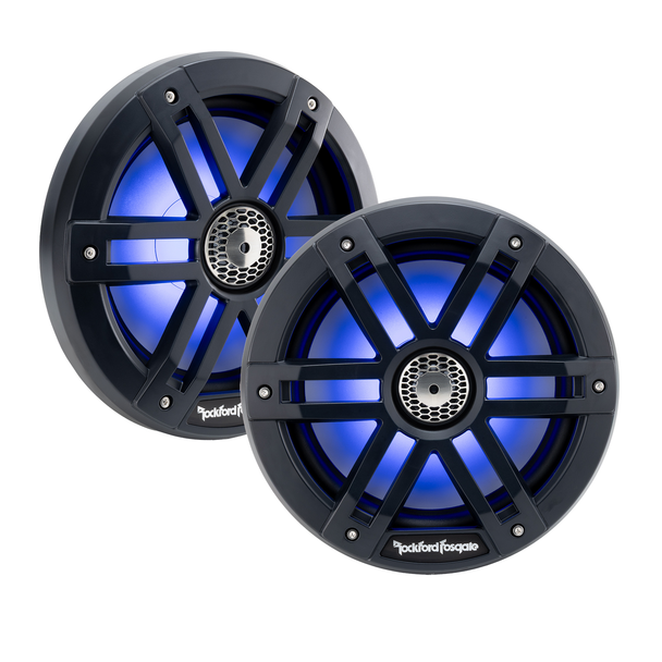 Rockford Fosgate M2-8B 8" Marine Speakers  with RGB LEDs 2-Way Waterproof Audio - Black Grilles