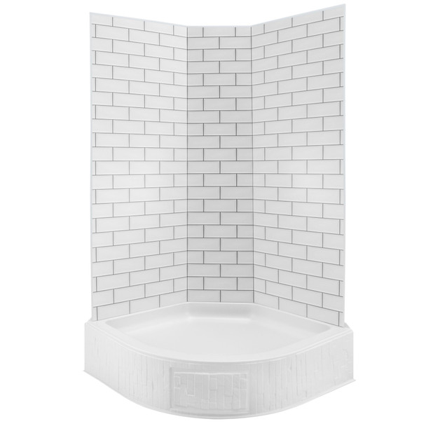 RV Corner Shower Surround 32" - Subway Tile