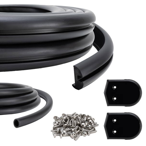 Boat Rub Rail Replacement Kit Flexible Vinyl 50' - 70' Black 1 7/8" x 1 1/8"