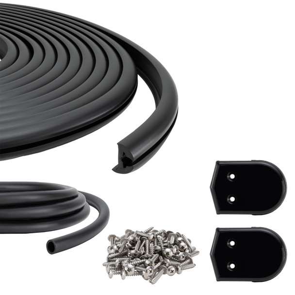 Boat Rub Rail Replacement Kit Flexible Vinyl 50' - 70' Black 1 7/8" x 1 3/8"