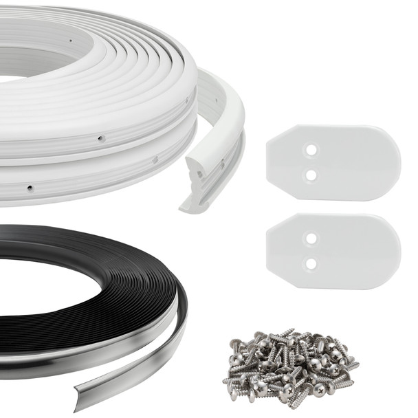 Boat Rub Rail Replacement Kit Semi-Rigid Vinyl 70' White 1 5/8’’ x 3/4’’