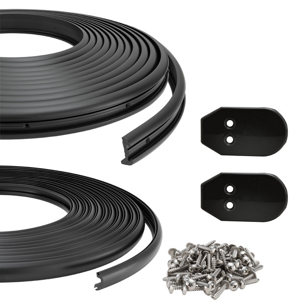 Boat Rub Rail Replacement Kit Semi-Rigid Vinyl 50' Black 1 7/8’’ x 3/4’’