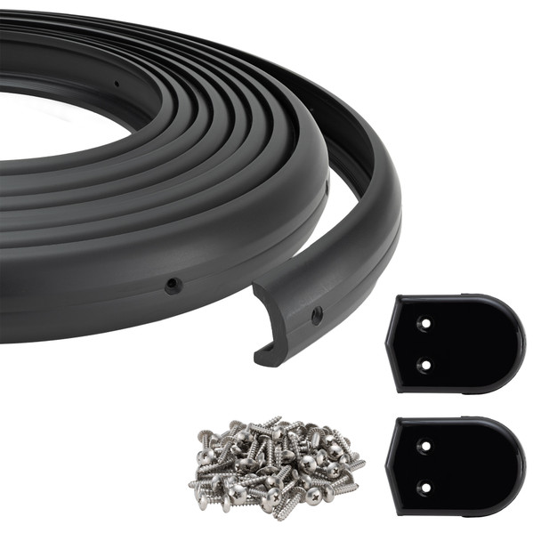 Boat Rub Rail Replacement Kit Semi-Rigid Vinyl 30' Black 1 7/8’’ x 3/4’’