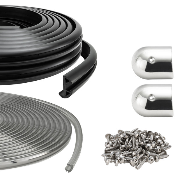 Boat Rub Rail Replacement Kit 60' Supro-Flex Semi-Rigid Vinyl 1 19/32" x 25/32"