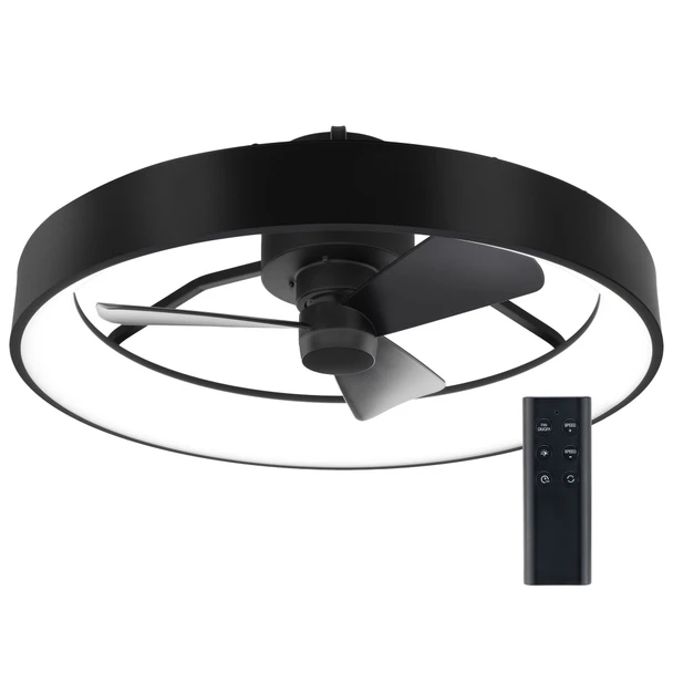 RV Ceiling Fandelier with 12V LED Lighting Matte Black