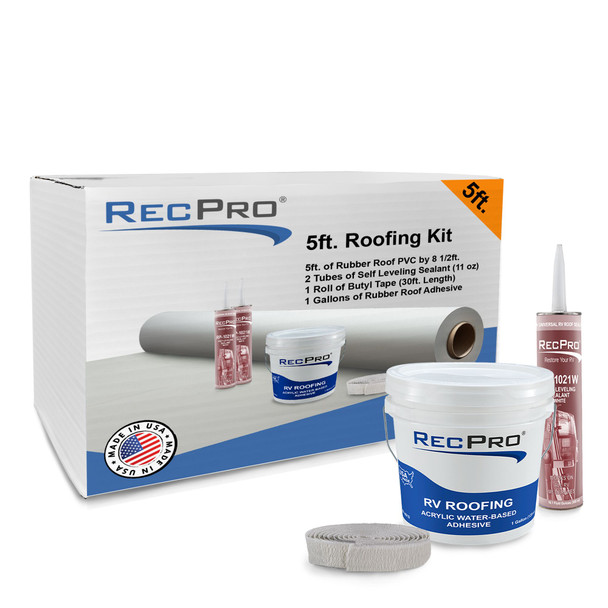 8.5' Wide PVC RV Rubber Roof Kit in White