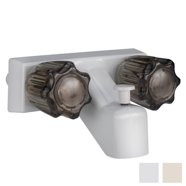 White RV tub and diverter faucet.