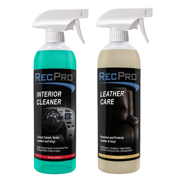 RecPro RV interior cleaner and furniture protectant bottles.