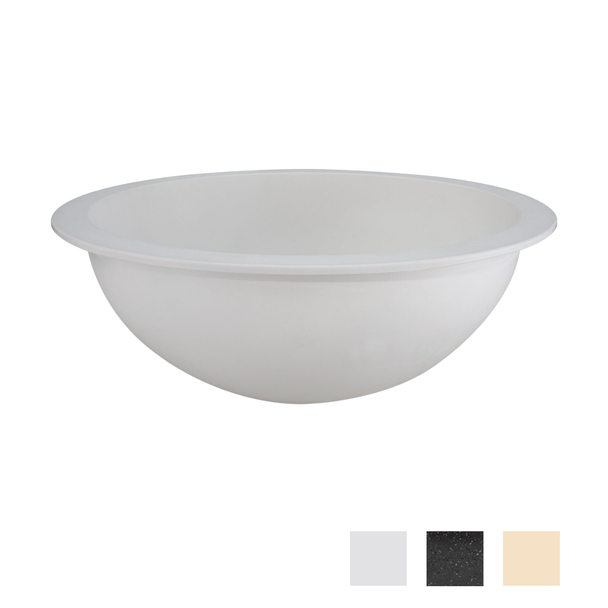 White composite round sink.