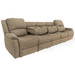 RecPro Charles 124" Wall Hugger RV Recliner Sofa with Three Drop Down Consoles in Cloth