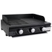 RV side-by-side 3 burner griddle and grill cooktop.