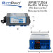 Blue and gray RecPro RV 35 amp smart charging converter measurements.