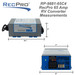Blue and gray RecPro RV 65 amp smart charging converter measurements.