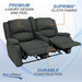 RecPro Charles 64" Double RV Wall Hugger Recliner Sofa with Console in Cloth