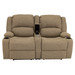 RecPro Charles 64" Powered Double RV Wall Hugger Recliner Sofa with Console in Cloth 