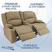 RecPro Charles 64" Powered Double RV Wall Hugger Recliner Sofa with Console in Cloth 