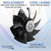 Replacement indoor fan assembly for RP-AC2801. Steel casing and fan blades. Durable construction.