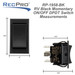 Black RV momentary rocker switch measurements.