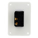 Black marine 12 volt rocker switch with a white mounting plate back view.