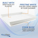 Built with high-quality plastic. Pristine white color looks great in your shower. Foam base adds cushion and support.