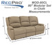 RecPro Charles 80" Triple RV Wall Hugger Recliner Sofa with Drop Down Console in Cloth