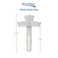 White RV tub drain plug measurements.