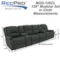 RecPro Charles 126" Quad Wall Hugger RV Recliner Sofa with Dual Consoles in Cloth