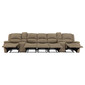 RecPro Charles 148" Wall Hugger RV Recliner Sofa with Three Center Reclining Consoles in Cloth