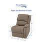 RecPro Charles 29" Right Arm Recliner Modular RV Furniture Zero-Wall Hugger Recliner in Cloth
