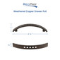 3 3/4" Weathered Copper Drawer Pull - 5 Pack