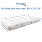 RV Bunk Bed Mattress - 30" x 75" x 6" Thick Memory Foam Gel Infused Cooling Layer Bunk Mat